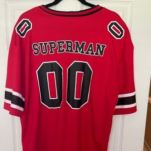 Superman Football Jersey DC Comics Red/Black Mens 2XL